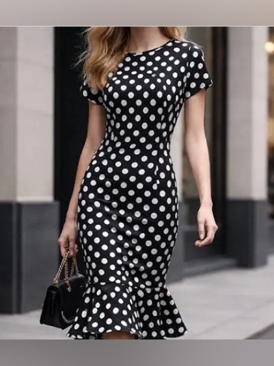 belle poque Dresses & Skirts - Belle Poque polka dot dress features a distinctive ruffled mermaid hem size 2